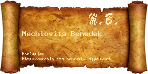 Mechlovits Benedek névjegykártya